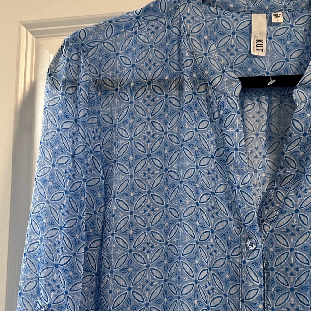 Kut From The Kloth Blue Patterned Button Down Shi… - image 4